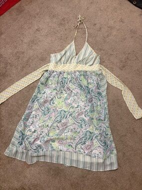 90s Halter Dress with Pastel Paisley Accents